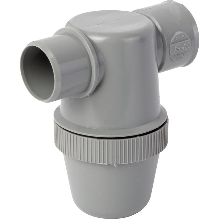 Siphon de parcours PVC gris horizontal - Mâle / femelle - Ø 40 mm - Nicoll NICOLL SR935040VEC