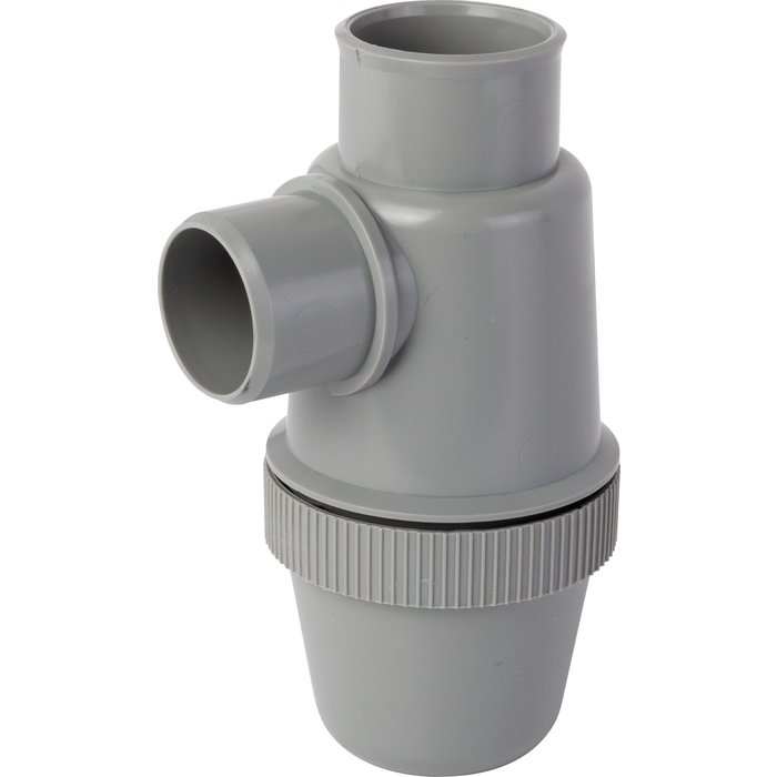Siphon de parcours PVC gris vertical - Mâle / femelle - Ø 40 mm - Nicoll SR937040VEC